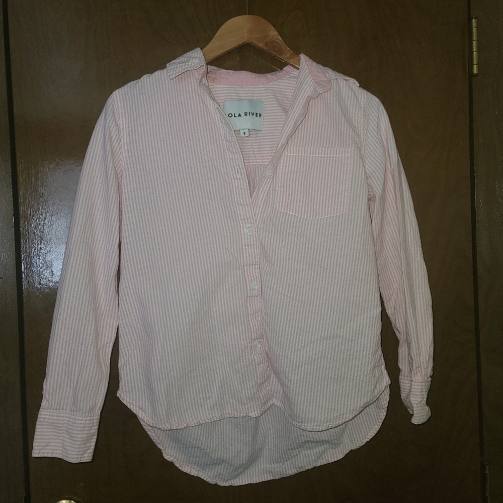 Lola River stripped spring button down sz small